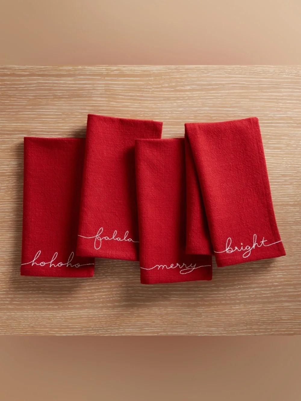 Holiday Sentiment Organic Cotton Napkins - Set Of 4, LIKE NEW
